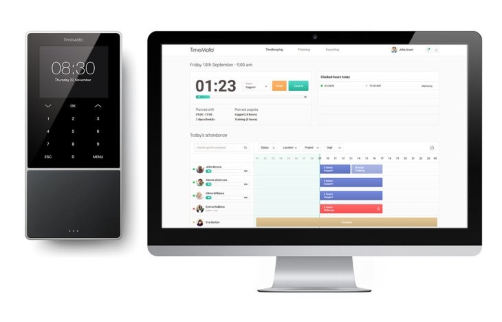 Clocking In System - TimeMoto TM-818 - With RFID badge sensor