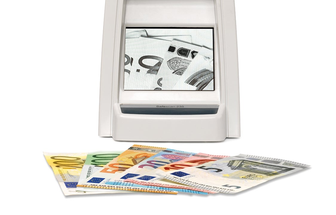 Detecteur Faux Billet & Compteuse de Billets INSERTION UN A UN - Détecteur  UV/MG/IR pour Faux Billets Euros, Faux Dollars, Faux Billets Livre Sterling  - Scanner portable compact et léger : 